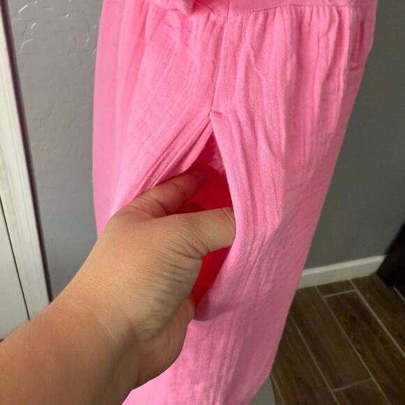 Old Navy Womens Split-Neck Crinkle Gauze Mini Swing Dress, Pink, S Tall 705169 - Picture 4 of 5